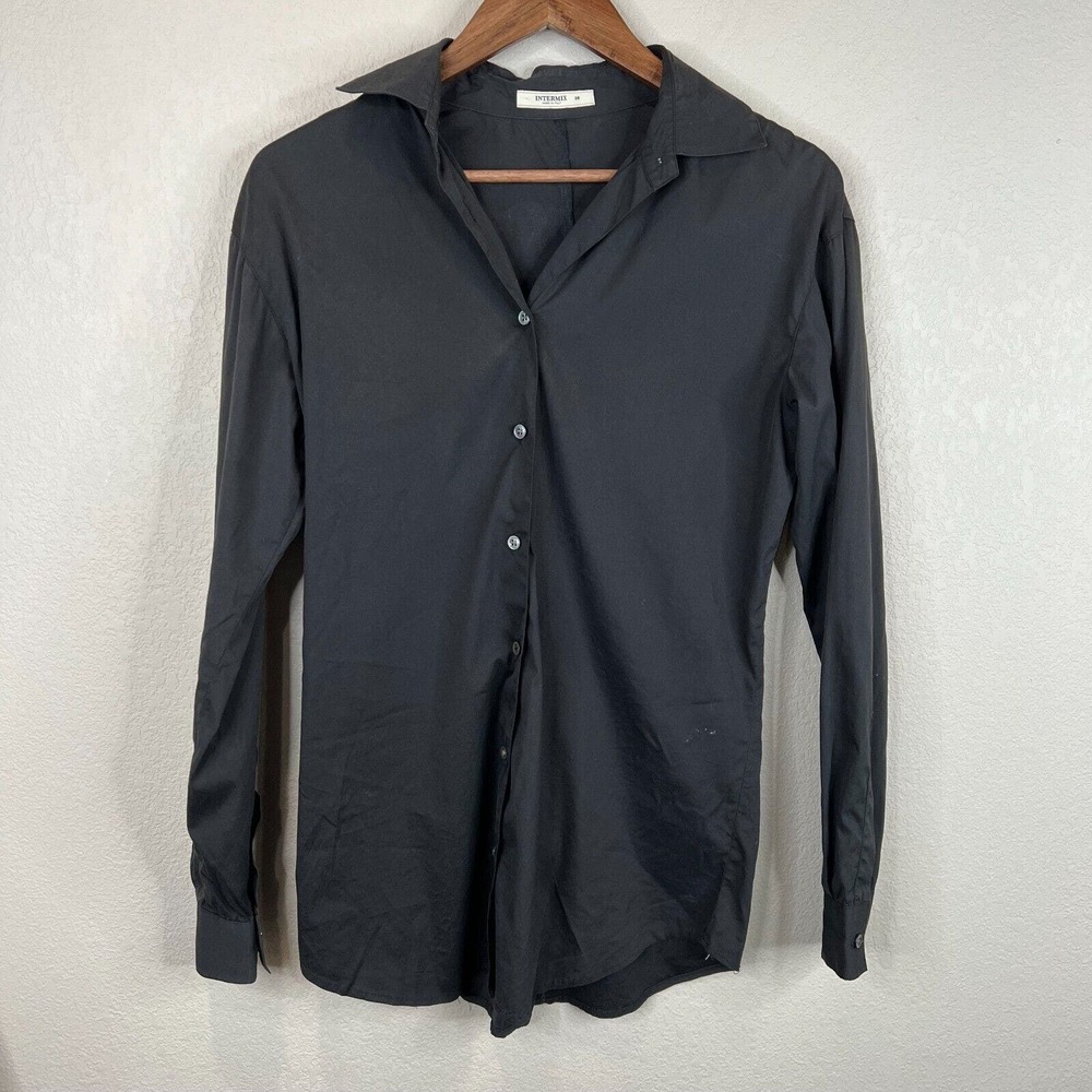 Intermix‎ Men's Classic Fit Button Up Shirts Long Sleeve Black Size 38